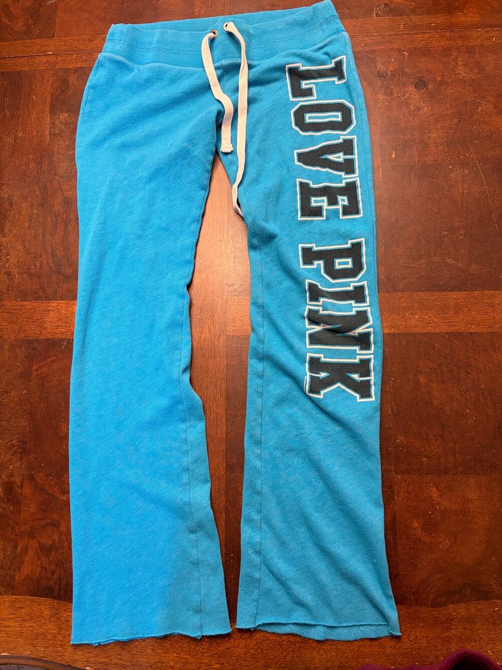 Y2K VS PINK Blue LOVE PINK Flare Sweatpants XS Vintage